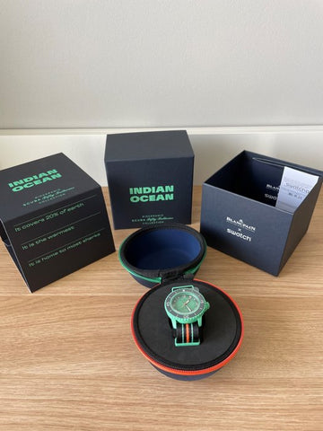 Reloj Blancpain x Swatch Scuba Fifty Fathoms Indian Ocean SO35I100 Original